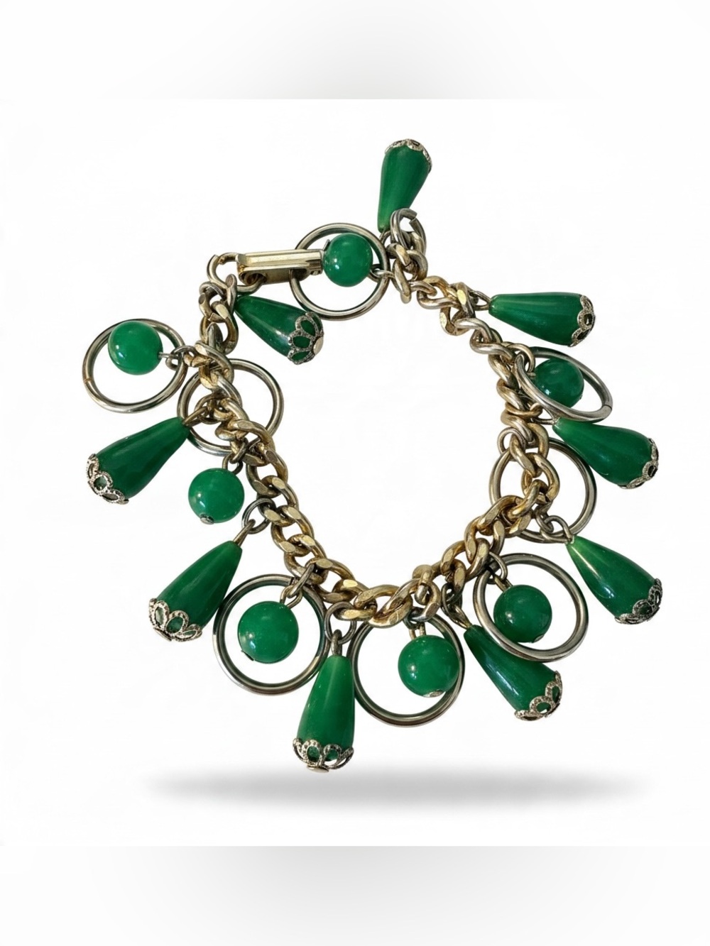 MCM Vintage Green Bakelite Charm Drop Bracelet - Women Jewelry